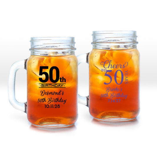 Cheers To 50 Years Personalized Mason Mug (Set of 24)