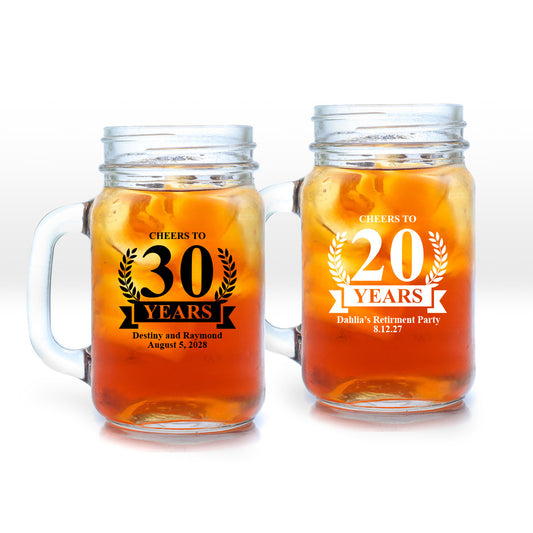 Cheers To 30 Years Personalized Mason Mug (Set of 24)
