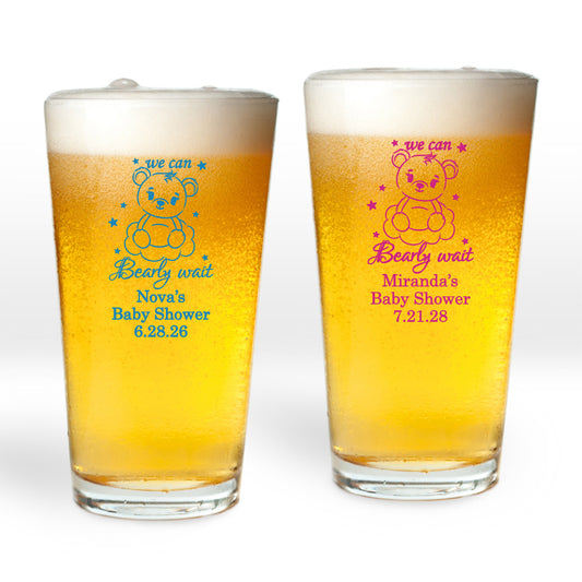 We Can Bearly Wait Personalized Pint Glass (Set of 24)