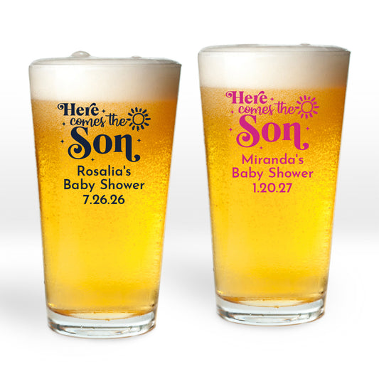 Here Comes The Son Personalized Pint Glass (Set of 24)