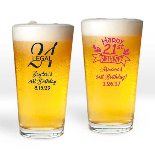 Legal 21 Personalized Pint Glass (Set of 24)