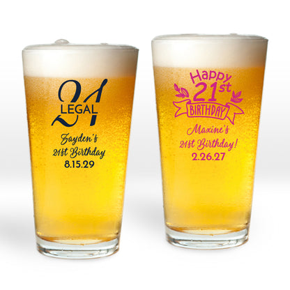 21st Birthday Personalized Pint Glass (Set of 24)