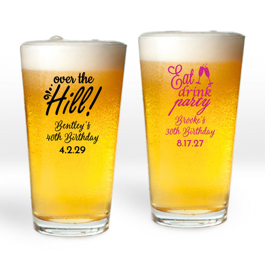 Over The Hill Personalized Pint Glass (Set of 24)