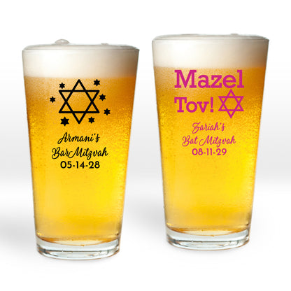 Mazel Tov Personalized Pint Glass (Set of 24)