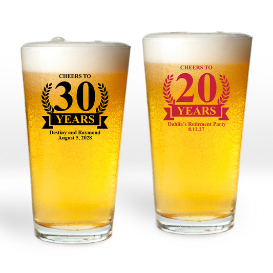 Cheers To 30 Years Personalized Pint Glass (Set of 24)
