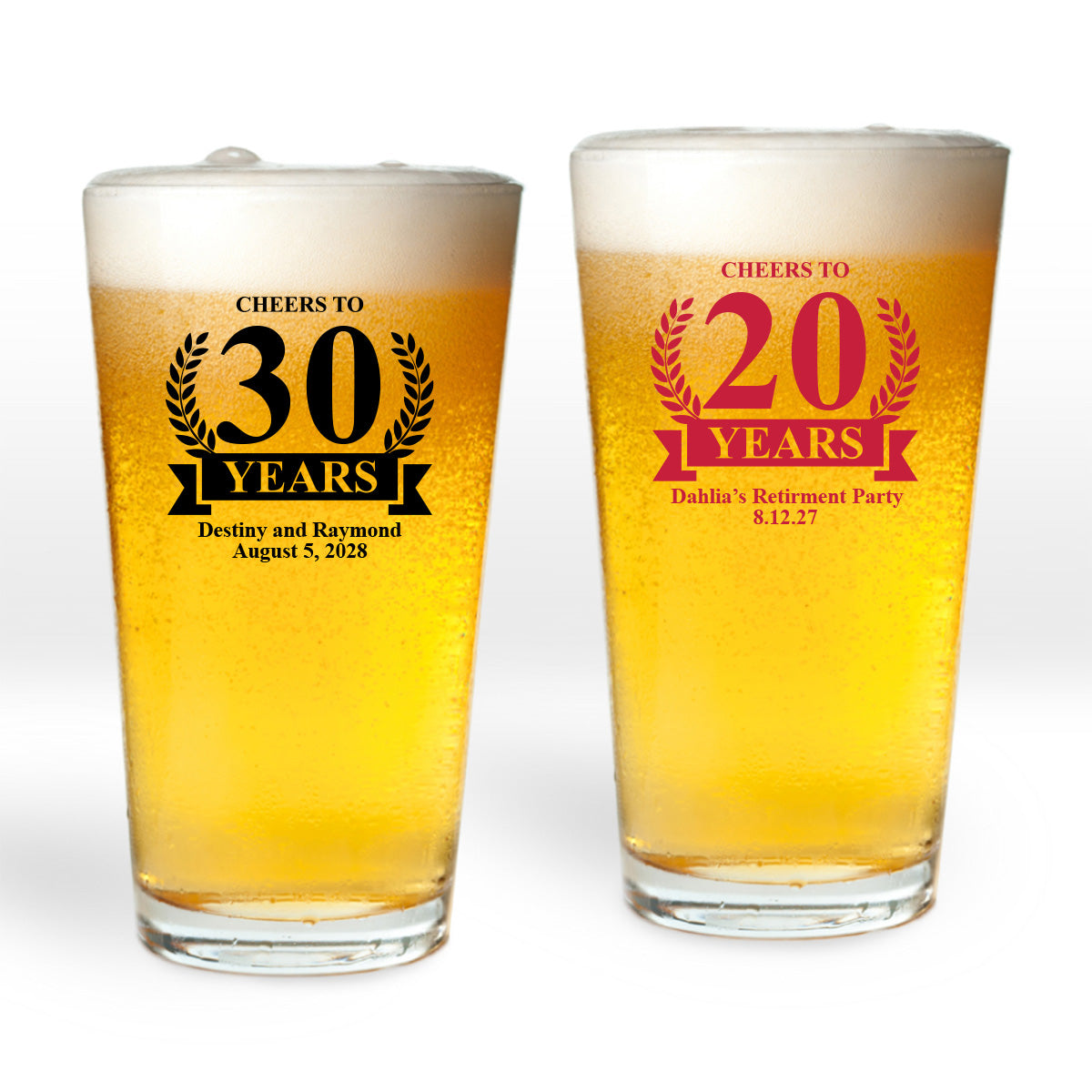 Cheers To Years Personalized Pint Glass (Set of 24)