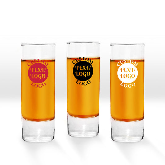 Custom Text/Logo Personalized Tall Shot Glass (Set of 24)