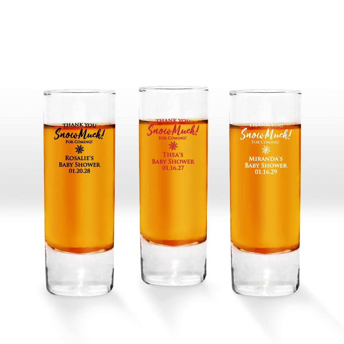 Thank You Snow Much For Coming Personalized Tall Shot Glass (Set of 24)