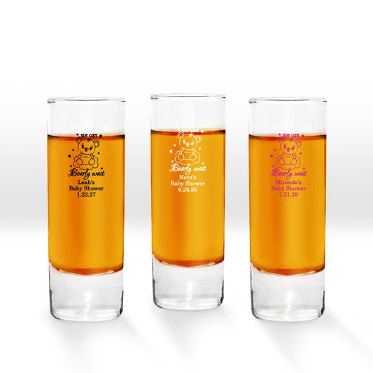 We Can Bearly Wait Personalized Tall Shot Glass (Set of 24)