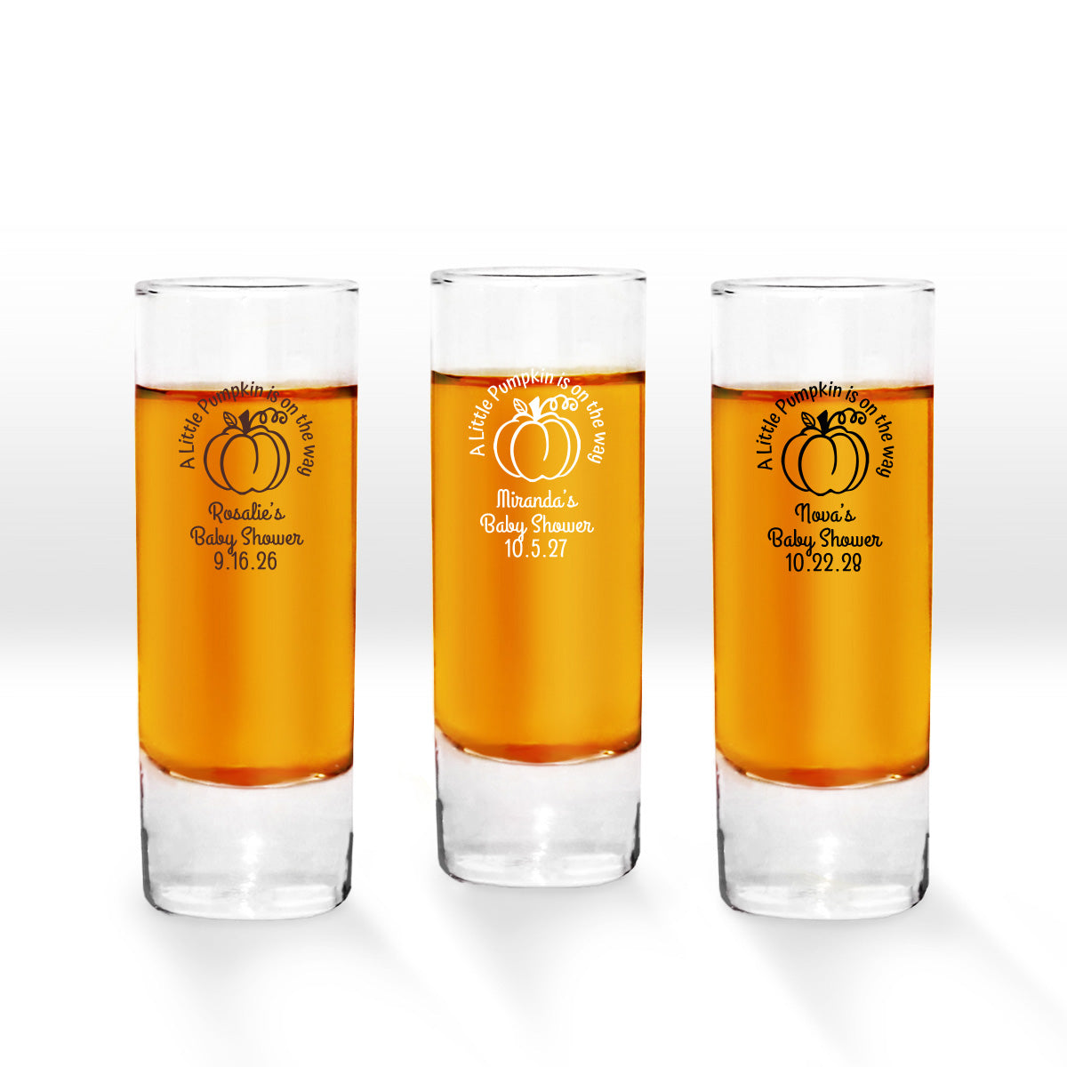 A Little Pumpkin Is On The Way Personalized Tall Shot Glass (Set of 24)