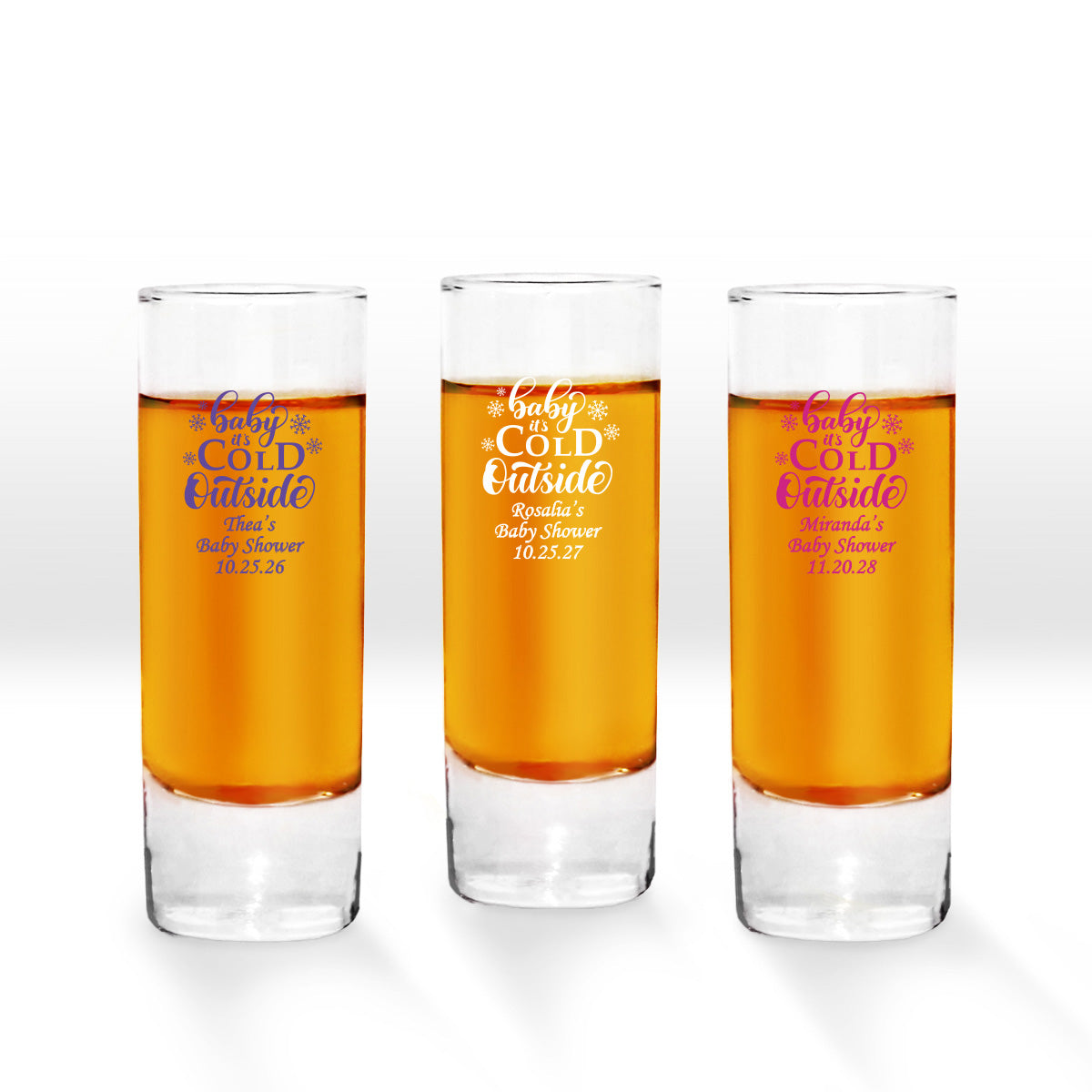 Baby It’s Cold Outside Personalized Tall Shot Glass (Set of 24)