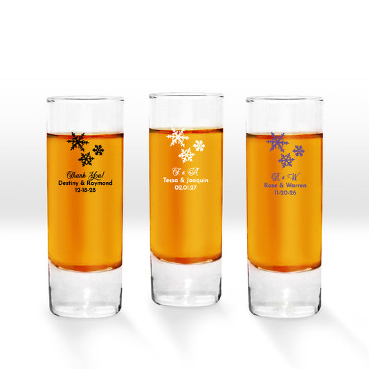 Snowflakes Personalized Tall Shot Glass (Set of 24)