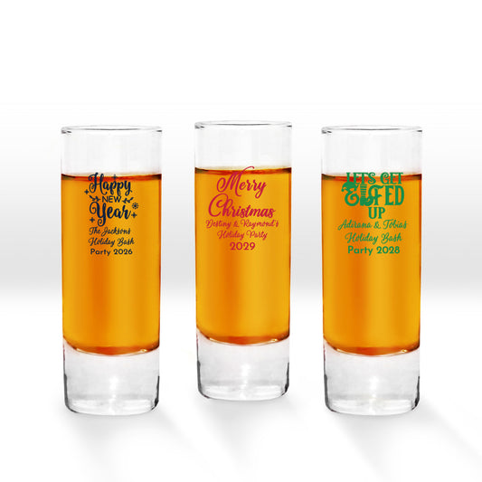 Merry Christmas Personalized Tall Shot Glass (Set of 24)