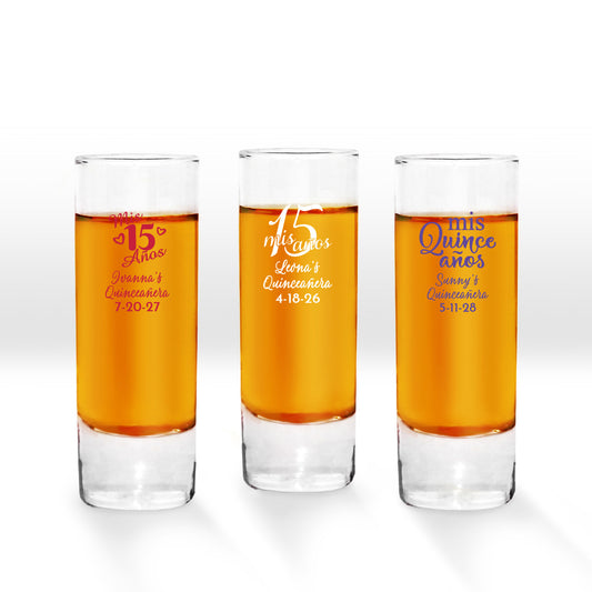 Quince Anos Personalized Tall Shot Glass (Set of 24)