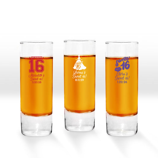 Sweet 16 Personalized Tall Shot Glass (Set of 24)