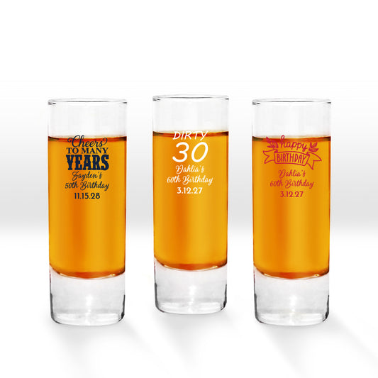 Cheers To Many Years Personalized Tall Shot Glass (Set of 24)