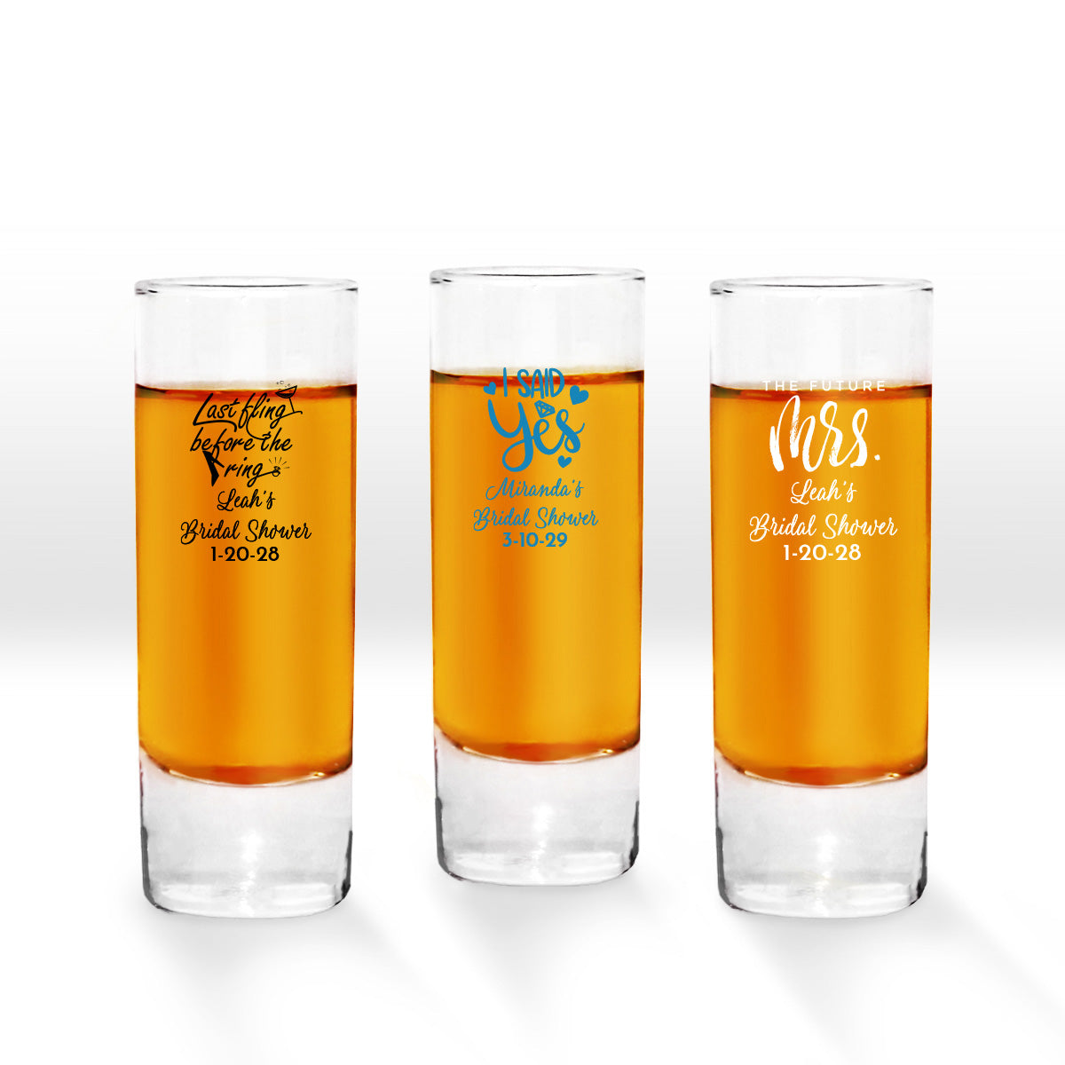 Bridal Shower Personalized Tall Shot Glass (Set of 24)