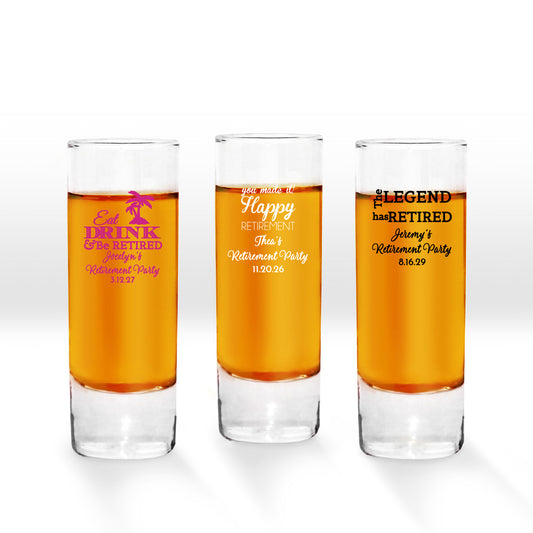 The Legend Has Retired Personalized Tall Shot Glass (Set of 24)