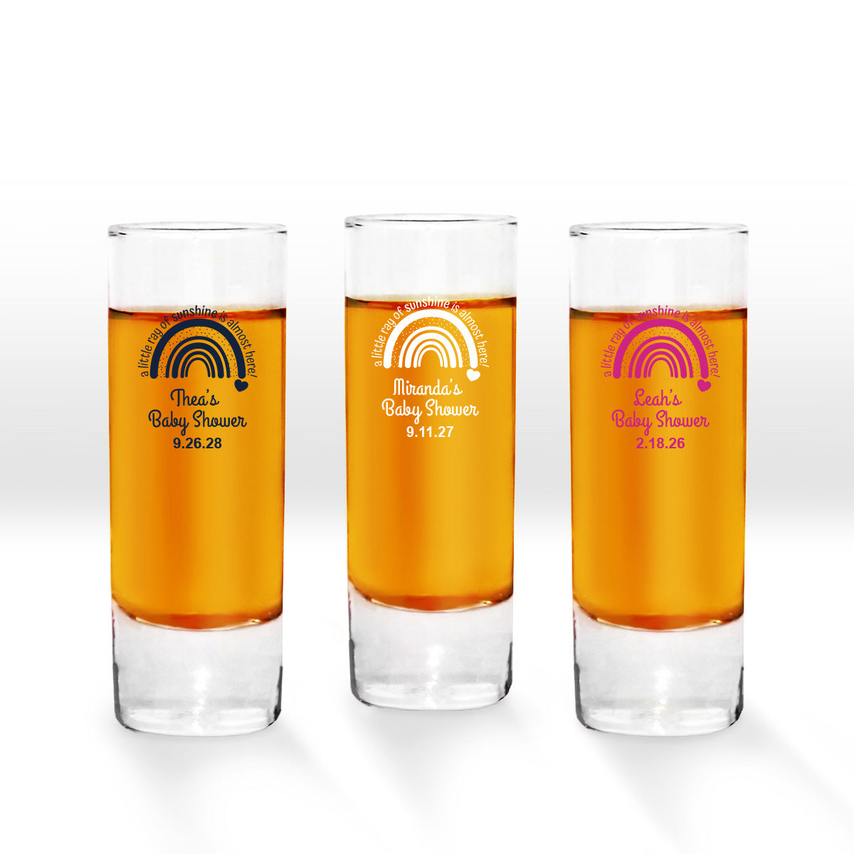 Thea’s Baby Shower Personalized Tall Shot Glass (Set of 24)