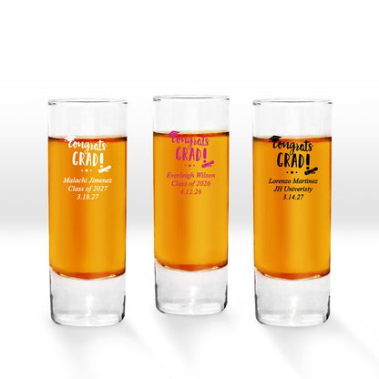 Congrats Grad Personalized Tall Shot Glass (Set of 24)