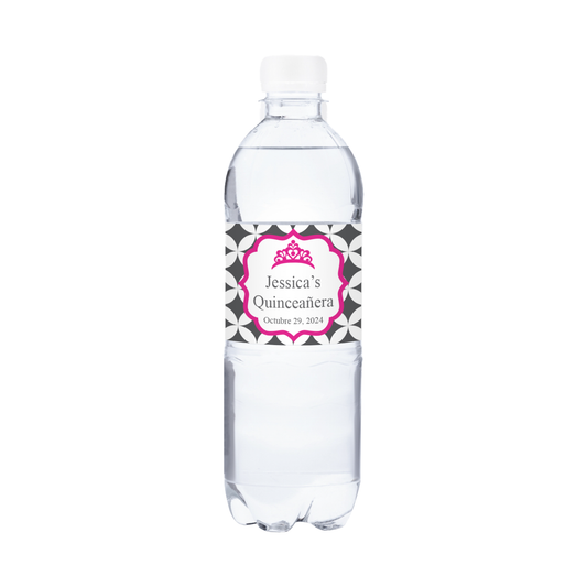 Quinceañera Party Waterproof Personalized Water Bottle Labels (set of 15)