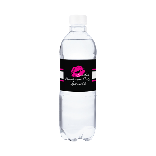 Kiss Mark Bachelorette Party Waterproof Personalized Water Bottle Labels (set of 15)