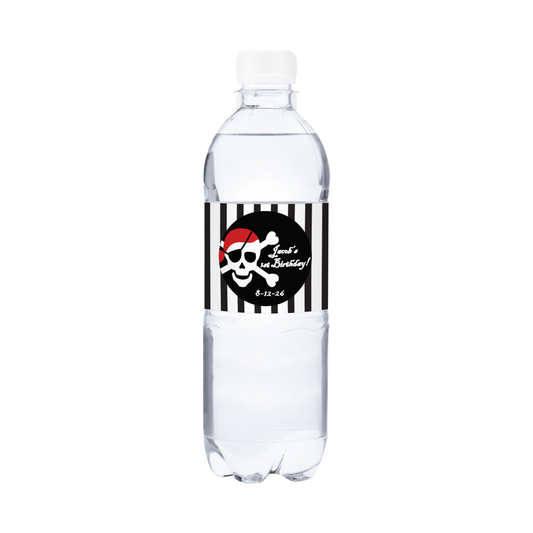 Pirate Skull Birthday Party Waterproof Personalized Water Bottle Labels (set of 15)
