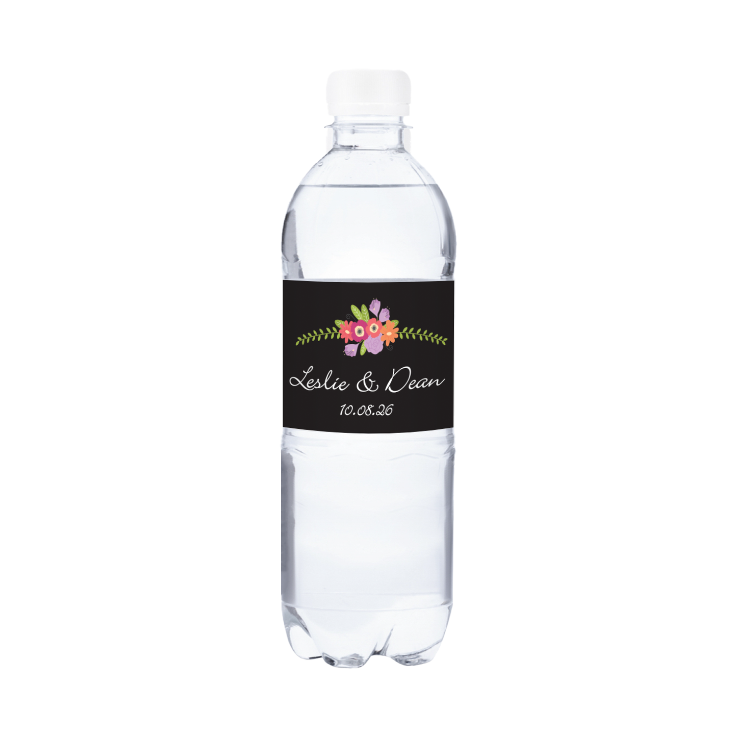 Flowers Wedding Waterproof Personalized Water Bottle Labels (set of 15)