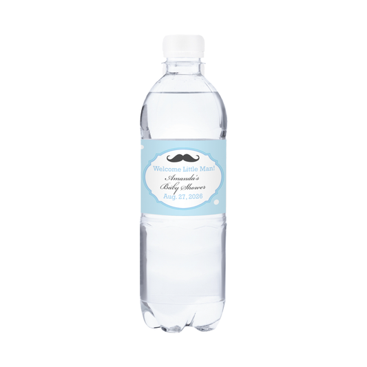 Welcome Little Man! Baby Shower Waterproof Personalized Water Bottle Labels (set of 15)
