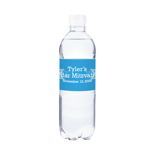 Bar Mitzvah Water Waterproof Personalized Water Bottle Labels (set of 15)