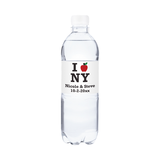 I ♥ NY Wedding Waterproof Personalized Water Bottle Labels (set of 15)