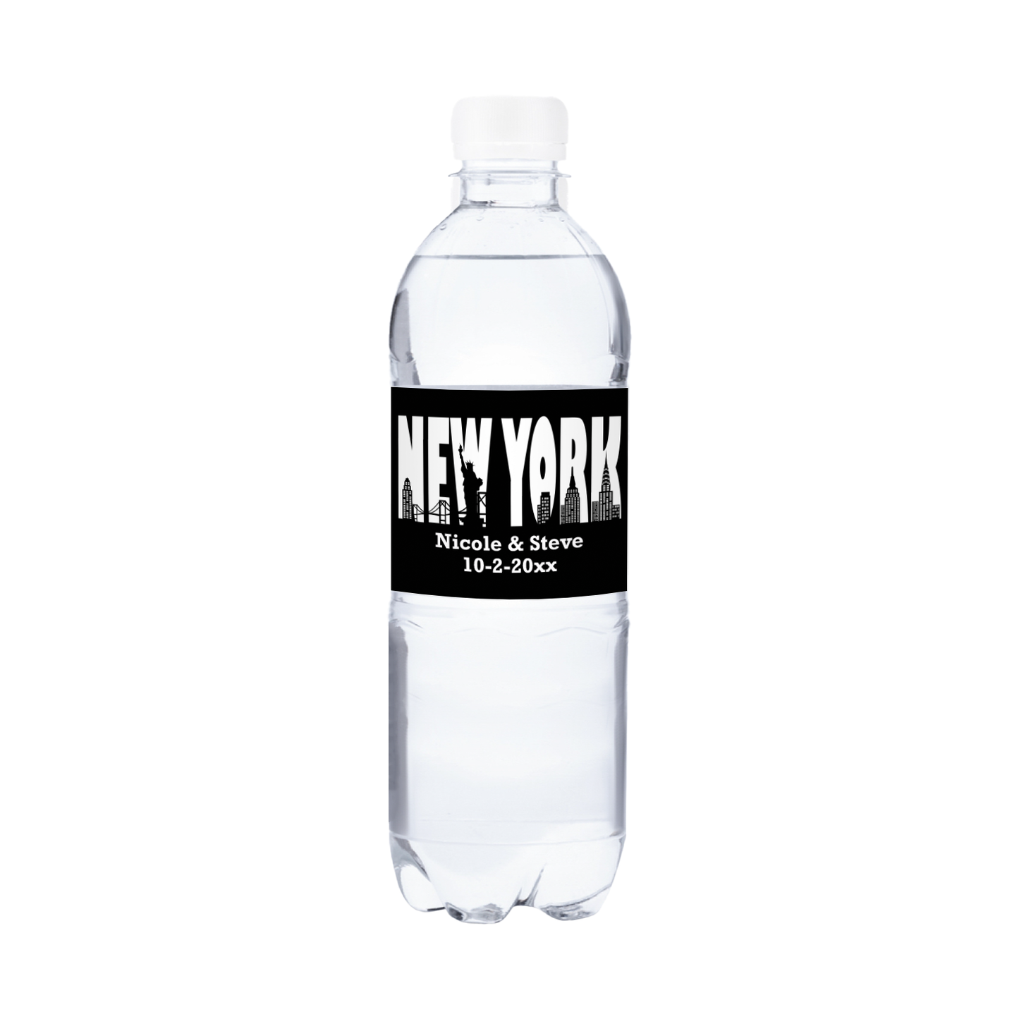 New York Wedding Waterproof Personalized Water Bottle Labels (set of 15)
