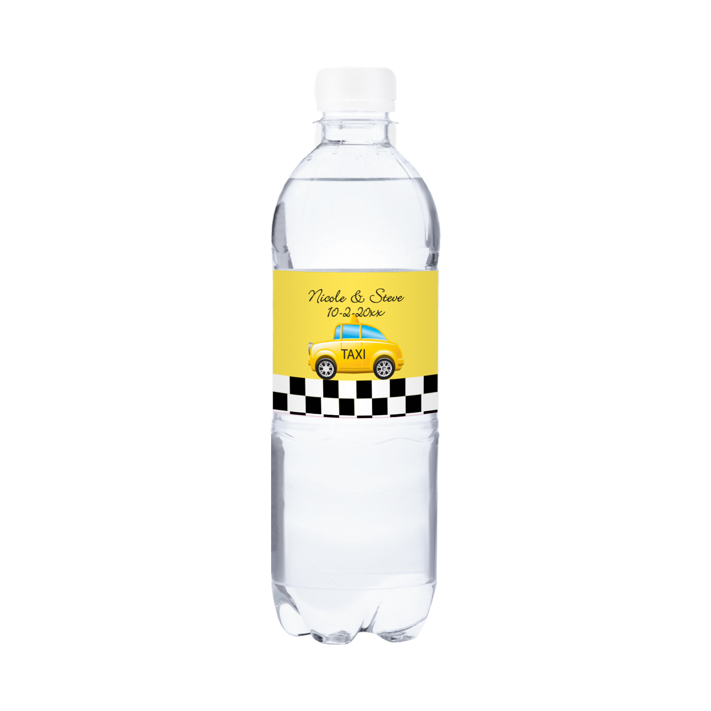 Yellow Taxi NY Wedding Waterproof Personalized Water Bottle Labels (set of 15)