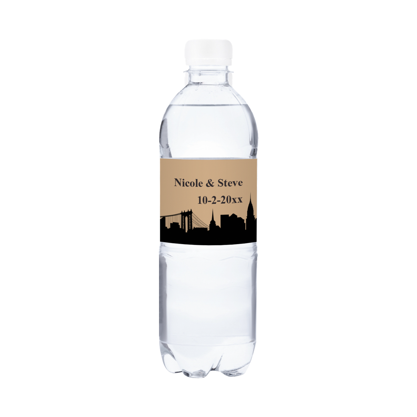 New York Skyline Wedding Waterproof Personalized Water Bottle Labels (set of 15)