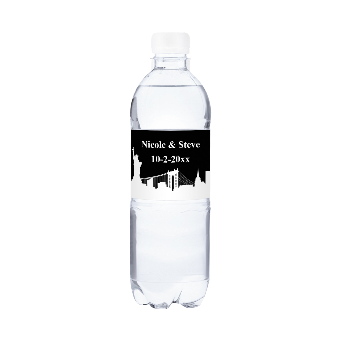 New York Silhouette Wedding Waterproof Personalized Water Bottle Labels  (set of 15)