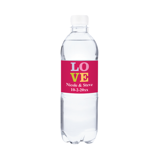 LOVE Wedding Waterproof Personalized Water Bottle Labels (set of 15)