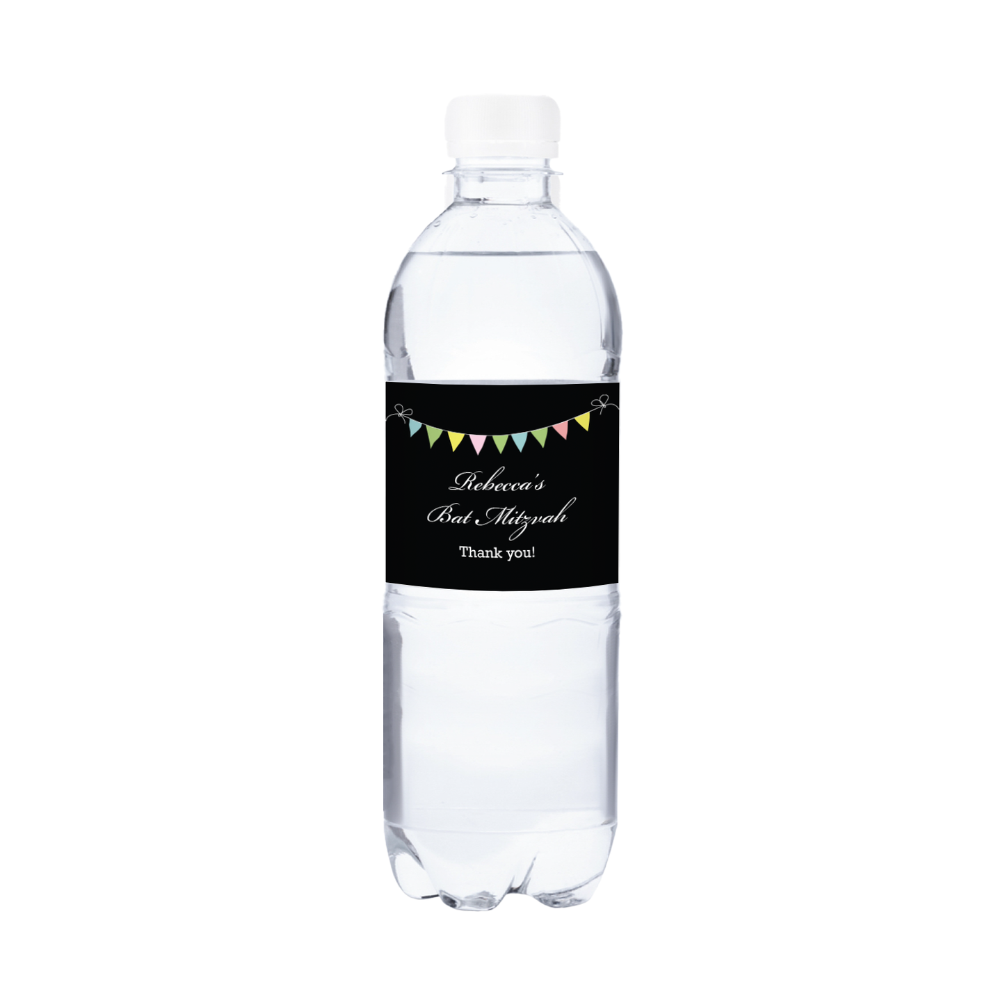 Bat Mitzvah Banner Waterproof Personalized Water Bottle Labels (set of 15)