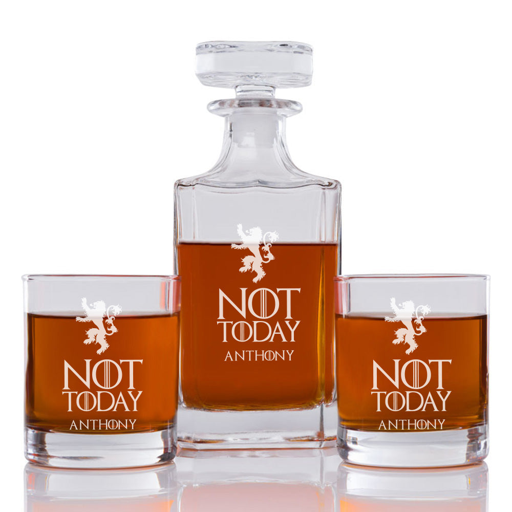 Not Today Personalized Engraved Whiskey Decanter Set - 3 pcs