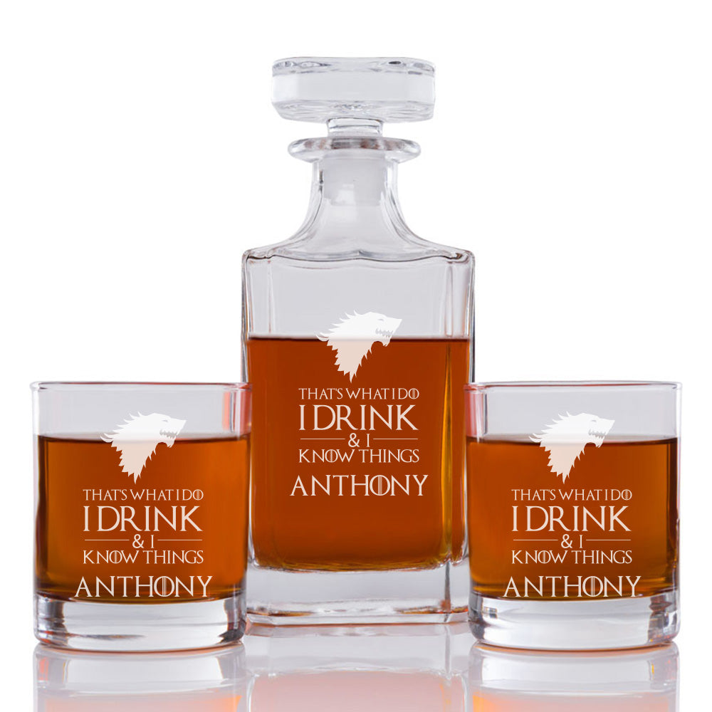 Stark Personalized Engraved Whiskey Decanter Set - 3 pcs