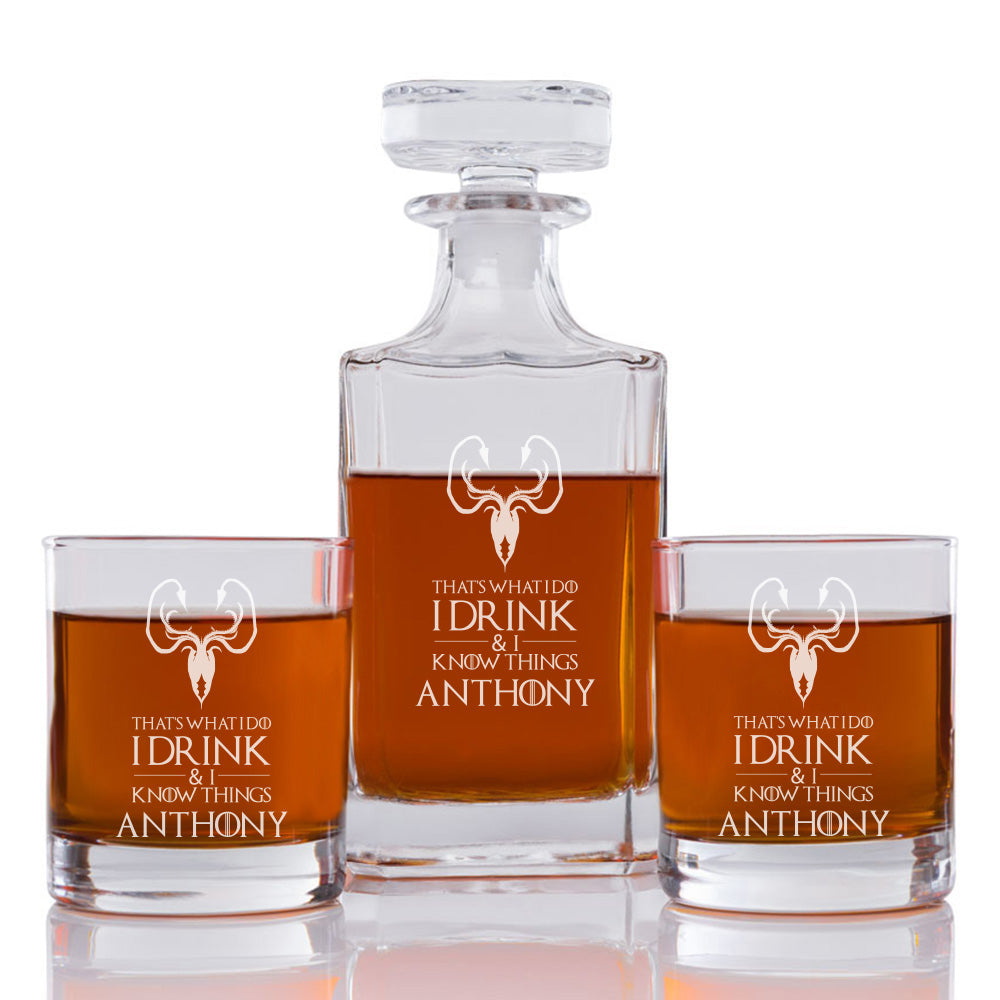 Stark Personalized Engraved Whiskey Decanter Set - 3 pcs