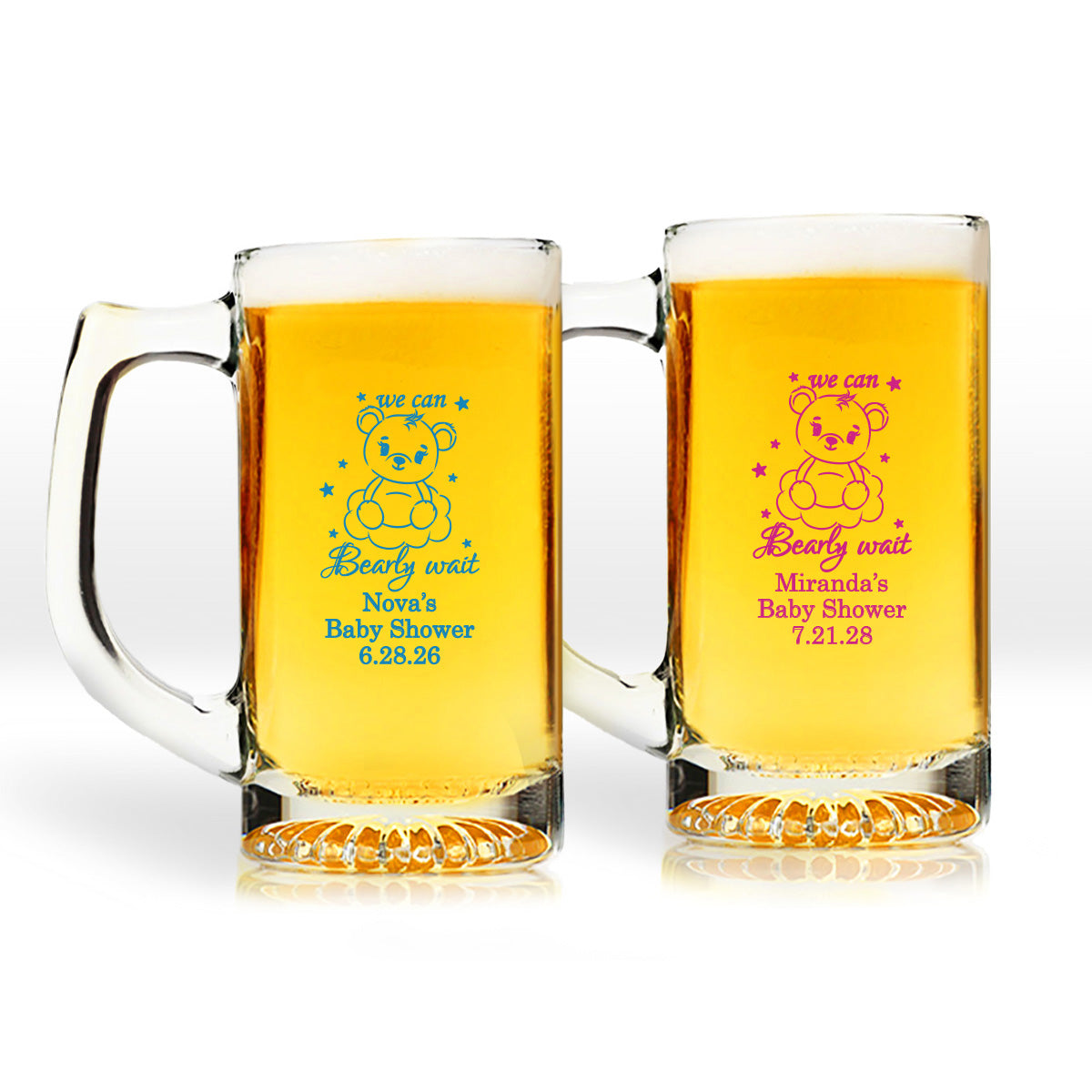 We Can Bearly Wait Personalized 15 oz. Beer Mug (Set of 24)