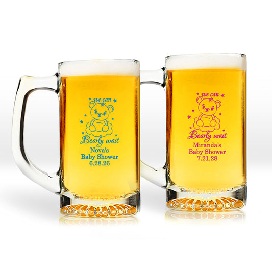 We Can Bearly Wait Personalized 15 oz. Beer Mug (Set of 24)