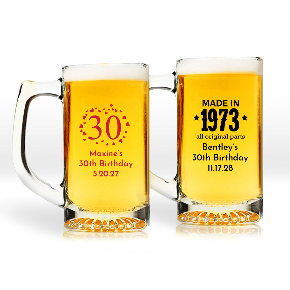 30th Birthday Personalized 15 oz. Beer Mug (Set of 24)