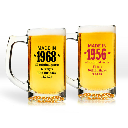 Made In 1968 Personalized 15 oz. Beer Mug (Set of 24)