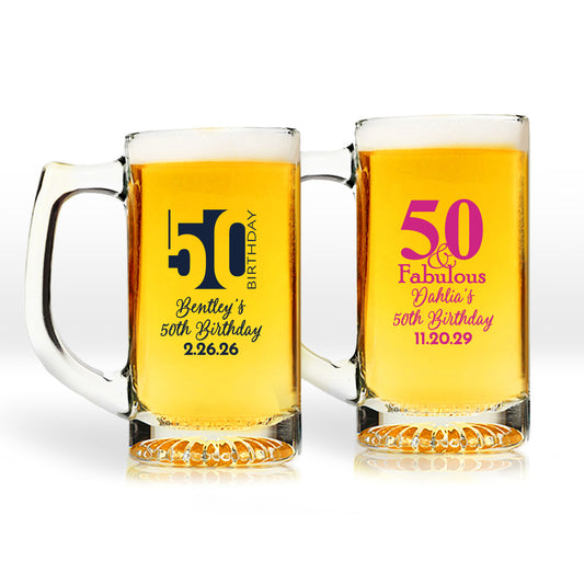 50 & Fabulous Personalized 15 oz. Beer Mug (Set of 24)