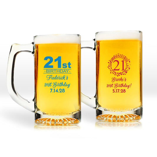 21st Birthday Personalized 15 oz. Beer Mug (Set of 24)