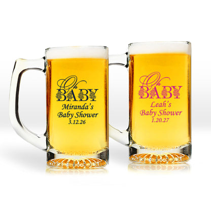 Leah's Baby Shower Personalized 15 oz. Beer Mug (Set of 24)