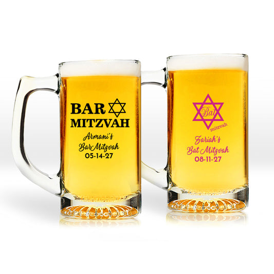 Bar Mitzvah Personalized 15 oz. Beer Mug (Set of 24)