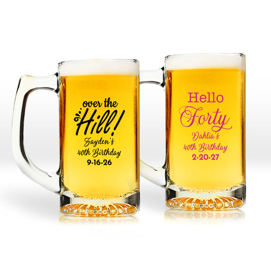 Hello Forty Personalized 15 oz. Beer Mug (Set of 24)