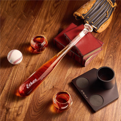 Baseball Personalized Decanter and Glasses Gift Set